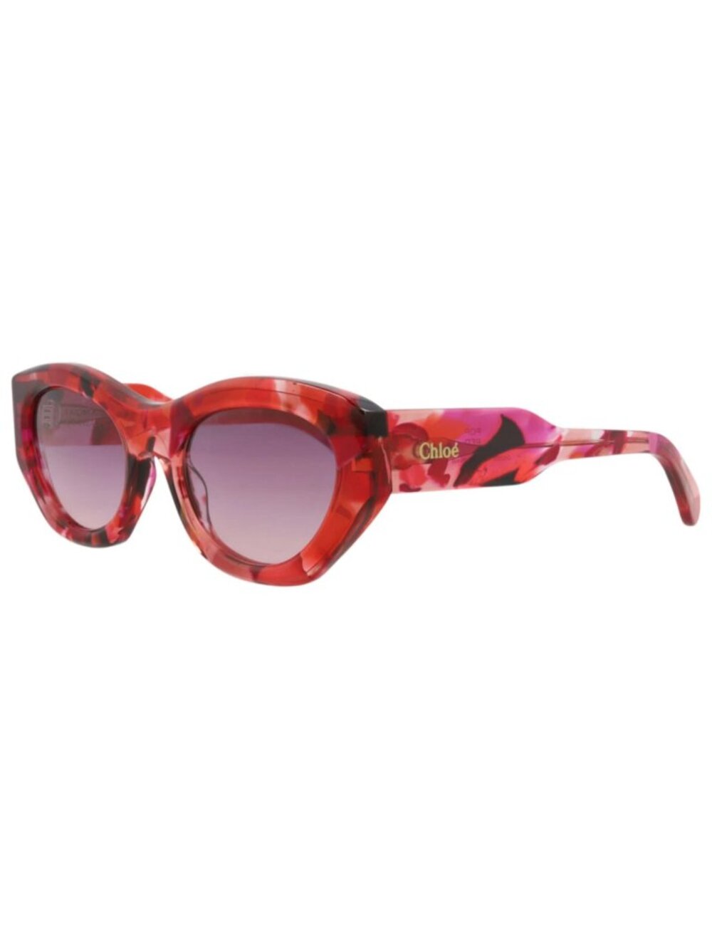 New Chloé Women's Sunglasses Cat Eye Recycled Acetate Frame Red Red Violet